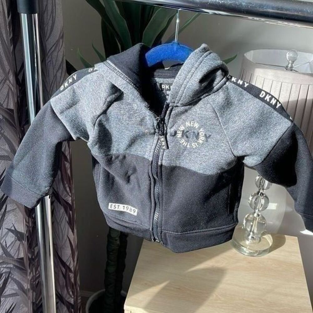 DKNY Toddler Zip Up Fleece with Hood Sweatshirt Size 18 months